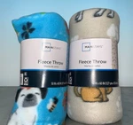 2 Mainstay Fleece Throw Blankets 50"X 60" Prints - Busy Dogs & Scarves. Fixed Price $21.80.
