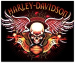 Harley Davidson Bad Biker To The Bone Skull Wings Fleece Blanket Throw 50X60. Fixed Price $89.00.