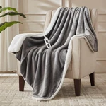 Snugsun Heated Sherpa Queen Blanket London Grey 84X90 New/damaged Box. Fixed Price $59.99.