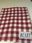 Rae Dunn Merry Red Buffalo Plaid Throw Blanket Sherpa Backing 50 X 60". Fixed Price $45.00.