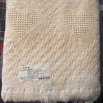 New Farmhouse Cotton Throw Blanket Heart Design Cream Woven Usa Made 54X72. Fixed Price $25.00.