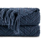 Navy Blue Throw Blanket For Couch, Knitted 50'' X 60'', Su.... Fixed Price $46.87.