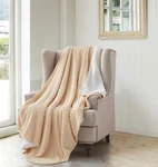 Over Sized Blanket Creamy Apricot Square Sherpa Backed Faux Fur Thick Soft Throw. Fixed Price $99.99.