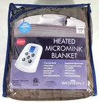 Westerly Queen Size Electric Heated Blanket With Dual Controllers, Brown. Fixed Price $59.99.