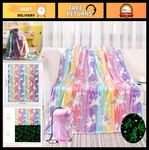 Glow In The Dark Unicorn Blanket For Girls, Soft Cozy Gift Ages 3-10, 50"X60. Fixed Price $49.99.