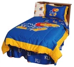 College Covers Kansas Jayhawks Reversible Queen Comforter Set, 2 Shams. Fixed Price $30.00.