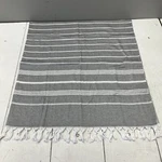 Gray & White Striped Fringe Lightweight Throw Blanket New. Fixed Price $17.50.