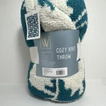 Wayland Square Cozy Knit Throw Blanket 50X60 Teal/white Polyester Floral. Fixed Price $19.99.