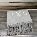 Williams Sonoma European Solid Cashmere Throw Blanket 51 X65 Light Grey Mono Ob. Fixed Price $99.95.