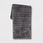 Threshold 50" 60" Textured Faux Fur Reversible Throw Blanket - Gray #C873. Fixed Price $15.96.