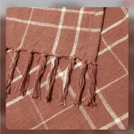 Little Korboose April Nemeth, New Woven Terracotta Plaid Cotton Throw Blanket. Fixed Price $22.40.