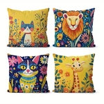 Adorable Baby Animals Pillow Covers 18"X18" Inch 4 Pc Set Home Decor Cat Lion. Fixed Price $29.99.
