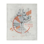 Disney Star Wars Classic Millennium Falcon Blueprint Cozy Fleece Blanket. Fixed Price $29.00.