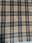 Amana Woolen Mills 100% Brown Plaid Fringed Throw Blanket 58" X 68". Fixed Price $49.95.
