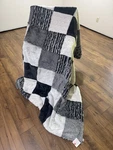 Sew Sweet Minky Black Gray White Checkered Fur Blanket Ultra Soft 68X80. Fixed Price $175.00.