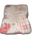 Laura Ashley 90X90 Queen Full Blanket Reversible Pink Floral Albertine Plaid New. Fixed Price $69.00.