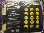 Regal Comfort Emoji Blanket Faux Fur 79"X 96" Medium Weight. Fixed Price $41.99.