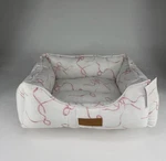Precious Laura Ashley Pink And White Swirl Ribbon Reversible Pet Bed. Fixed Price $52.00.