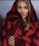 Victorias Secret Black Throw Blanket Kissing Hot Lips Reversible Fringe Vday Red. Fixed Price $30.00.