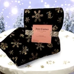 Juicy Couture Throw Blanket Black Shiny Gold Snowflakes Crowns 50X70 Christmas. Fixed Price $19.95.