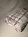 Mainstays Holiday Plaid Throw Blanket White Pink Gray Polyester 48IN X 60IN. Fixed Price $13.00.