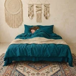 Sea Blue Cotton Duvet Cover Set - Soft Pure Bedding, King Queen Sizes. Fixed Price $119.99.