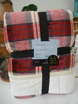 Cuddl Duds Cozy Soft Red Khaki Plush Faux Fur Plaid Reversible Throw Blanket Nwt. Fixed Price $39.99.