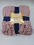 Berkshire Blanket Chunky Knit Throw Blush Pink Nwt 50 X 60. Fixed Price $23.43.