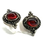 Novica Passion Core Silver Stud Earrings Garnet Stones Ornate Balinese. Fixed Price $38.00.