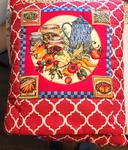 Homemade Red Vegetable Quillow Quilted Blanket (pillow With Folded Inside). Fixed Price $30.00.