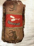 Bass Pro Shop Moose, Canoe & Paddle Decor Throw Pillow W/ Fringe 16" X 24". Fixed Price $20.24.