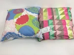 2 Colorful Bright Colored Comfortable Stylish Deny Designs Throw Pillow, 18X18. Fixed Price $20.00.