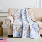 Greenland Home Tropics Palm Leaves Quilted Coastal Throw Blanket, 50X60-INCH, Mi. Fixed Price $52.07.