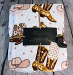 Rachel Roy Cowgirl Boots Hat & Horseshoes Twin Soft Throw Blanket 60X90 Nwt. Fixed Price $42.99.