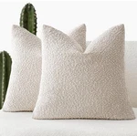 Foindtower Set Of 2, Decorative Textured Boucle Throw Pillow Covers 24X24 Beige. Fixed Price $17.56.