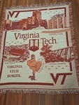 Virginia Tech College Afghan Blanket Tapestry Throw 62" X 50" Rooster. Fixed Price $24.95.