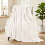 Whale Flotilla Extra Large Fuzzy Fleece Blanket THROW(50X70 In), Ivory. Fixed Price $15.86.