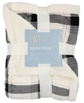 Wayland Sherpa Throw Plush Blanket Warm Soft Luxury Black White Plaid 50X60" New. Fixed Price $39.99.