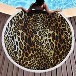 Leopard Split Round Beach Pool Towel Fringe 150CM Throw Yoga Picnic Blanket Mat. Fixed Price $22.96.