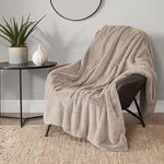 Lucky Brand Solid Rabbit Mink Faux Fur Throw Blanket, 50"X70", Tan. Fixed Price $64.48.