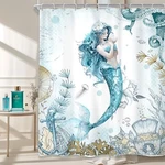 Shower Curtain 60WX72H Inch Blue 60"W 72"L (pack Of 1) MERMAID01. Fixed Price $32.26.