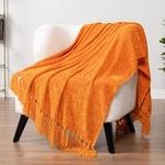 Orange Chenille Throw Blanket Soft Knit Tassel Decorative Couch Bed 50X60". Fixed Price $40.97.