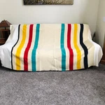 Hudsons Bay 4 Point Wool Blanket England Orange Vintage 90X70 Striped Hbc. Fixed Price $250.00.