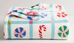 The Big One Candy Fleece Throw Blanket Candies Canes Christmas 5X6 Ft New. Fixed Price $34.99.