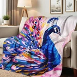 Peacock Print Blanket Soft Beautiful Flannel Throw King Size Animal B.... Fixed Price $66.33.