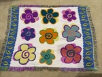 Flower Power Pink Woven Blanket Throw 90S Vibe Fringe Y2K Retro Unique Colorful. Fixed Price $22.99.