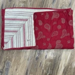 Woolrich Home Reversible Throw Blanket Red Bandana Paisley Stripe 48X56. Fixed Price $39.99.