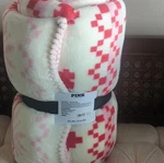Victoria's Secret Pink Cozy Plush Blanket 50X60IN Red Geometric Recycled. Fixed Price $29.99.