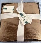 Berkshire Oversized Velvetsoft Throw Blanket Light Brown. Fixed Price $20.00.
