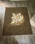 Vintage Biederlack Plush Tiger Throw Blanket Brown Wild Animal Print 59 X 70. Fixed Price $39.99.